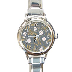 Folk Flowers Pattern  Round Italian Charm Watch by Eskimos