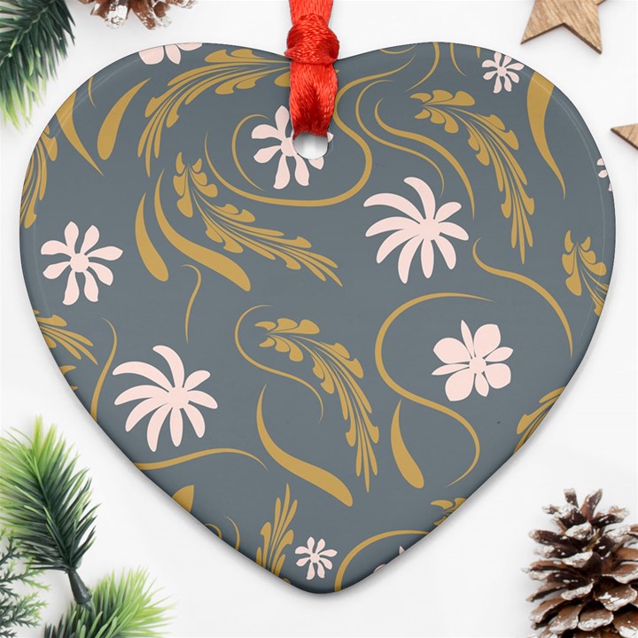 Folk flowers pattern  Ornament (Heart)