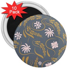 Folk Flowers Pattern  3  Magnets (10 Pack)  by Eskimos