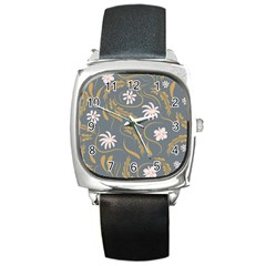 Folk Flowers Pattern  Square Metal Watch by Eskimos