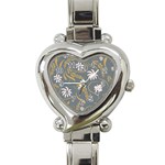 Folk flowers pattern  Heart Italian Charm Watch Front