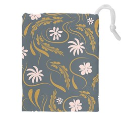 Folk Flowers Pattern  Drawstring Pouch (4xl) by Eskimos