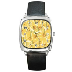 Folk Flowers Pattern  Square Metal Watch by Eskimos