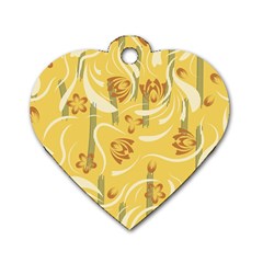 Folk Flowers Pattern  Dog Tag Heart (one Side) by Eskimos