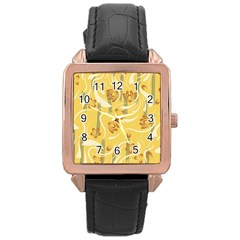 Folk Flowers Pattern  Rose Gold Leather Watch  by Eskimos