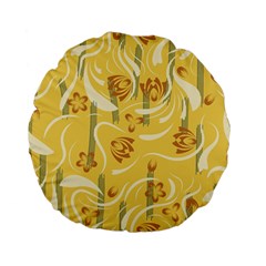 Folk Flowers Pattern  Standard 15  Premium Flano Round Cushions by Eskimos