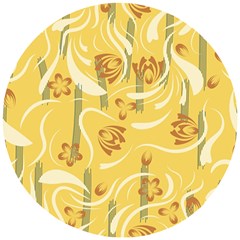 Folk Flowers Pattern  Wooden Puzzle Round by Eskimos