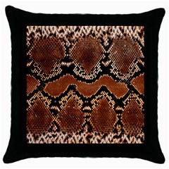 Leatherette Snake 3 Throw Pillow Case (black) by skindeep