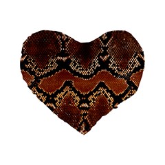 Leatherette Snake 3 Standard 16  Premium Flano Heart Shape Cushions