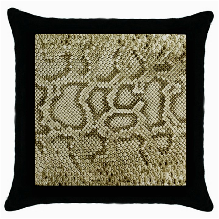 Leatherette Snake 4 Throw Pillow Case (Black)