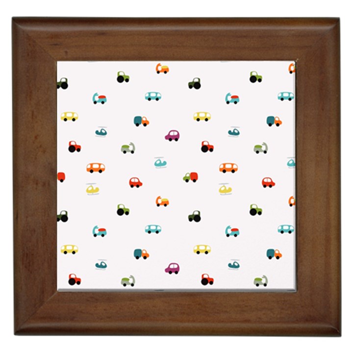 Cute Bright Little Cars Framed Tile