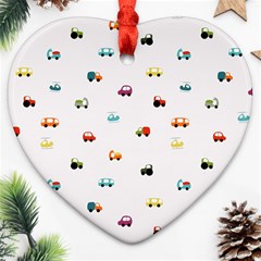 Cute Bright Little Cars Ornament (heart) by SychEva