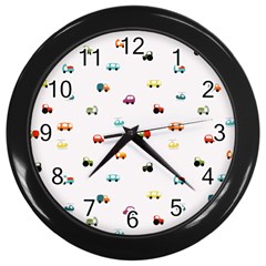 Cute Bright Little Cars Wall Clock (black) by SychEva