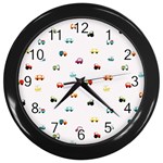 Cute Bright Little Cars Wall Clock (Black) Front