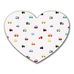 Cute Bright Little Cars Heart Mousepads by SychEva