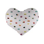 Cute Bright Little Cars Standard 16  Premium Heart Shape Cushions Back