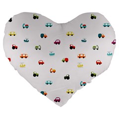 Cute Bright Little Cars Large 19  Premium Heart Shape Cushions by SychEva