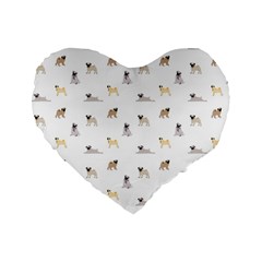 Funny Pugs Standard 16  Premium Heart Shape Cushions by SychEva