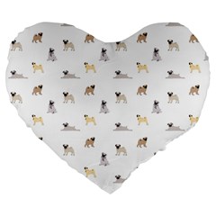 Funny Pugs Large 19  Premium Heart Shape Cushions by SychEva