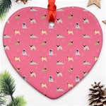 funny pugs. cute pets Heart Ornament (Two Sides) Back