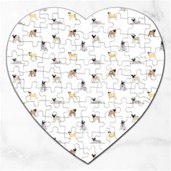 Funny Pugs Jigsaw Puzzle (heart) by SychEva