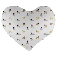 Funny Pugs Large 19  Premium Flano Heart Shape Cushions by SychEva