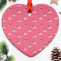 Funny Pugs  Cute Pets Ornament (heart) by SychEva