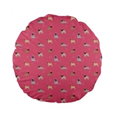 Funny Pugs  Cute Pets Standard 15  Premium Flano Round Cushions by SychEva