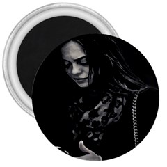 Beauty Woman Black And White Photo Illustration 3  Magnets by dflcprintsclothing