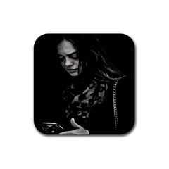 Beauty Woman Black And White Photo Illustration Rubber Coaster (square) 