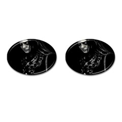 Beauty Woman Black And White Photo Illustration Cufflinks (oval) by dflcprintsclothing