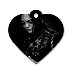 Beauty Woman Black And White Photo Illustration Dog Tag Heart (two Sides)