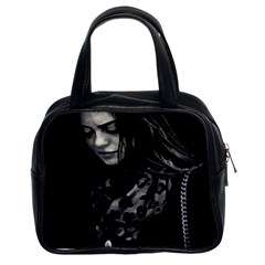 Beauty Woman Black And White Photo Illustration Classic Handbag (two Sides) by dflcprintsclothing