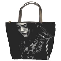 Beauty Woman Black And White Photo Illustration Bucket Bag by dflcprintsclothing