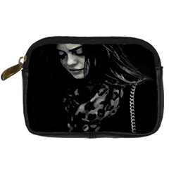 Beauty Woman Black And White Photo Illustration Digital Camera Leather Case