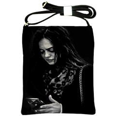 Beauty Woman Black And White Photo Illustration Shoulder Sling Bag by dflcprintsclothing