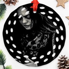 Beauty Woman Black And White Photo Illustration Ornament (round Filigree) by dflcprintsclothing