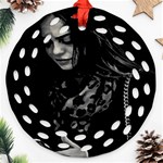 Beauty Woman Black And White Photo Illustration Ornament (Round Filigree) Front