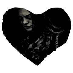 Beauty Woman Black And White Photo Illustration Large 19  Premium Heart Shape Cushions by dflcprintsclothing