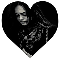 Beauty Woman Black And White Photo Illustration Wooden Puzzle Heart by dflcprintsclothing