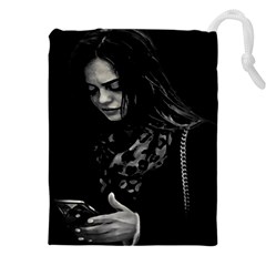 Beauty Woman Black And White Photo Illustration Drawstring Pouch (5xl) by dflcprintsclothing