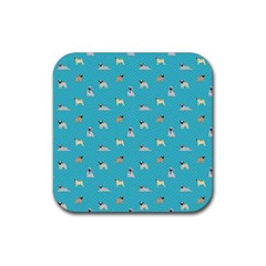 Funny Pugs Rubber Coaster (square)  by SychEva