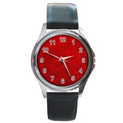 Leather Smooth 19 Round Metal Watch