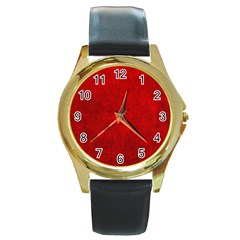 Leather Smooth 19 Round Gold Metal Watch by skindeep