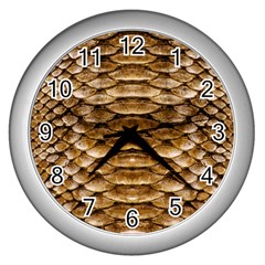 Reptile Skin Pattern 11 Wall Clock (silver) by skindeep