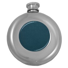 Leatherette 2 Blue Round Hip Flask (5 Oz)