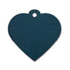 Leatherette 2 Blue Dog Tag Heart (two Sides)