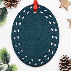 Leatherette 2 Blue Ornament (oval Filigree) by skindeep