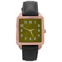 Leatherette 6 Green Rose Gold Leather Watch  by skindeep