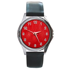 Leatherette 7 Round Metal Watch